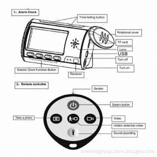 Clock Camera with Hidden Camera Motion Detection and Audio & Video Recording Function
